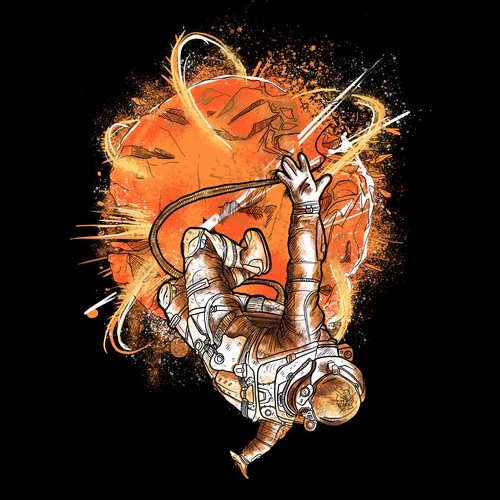 Astronaut t-shirt with the title 'big explosion in outer space'