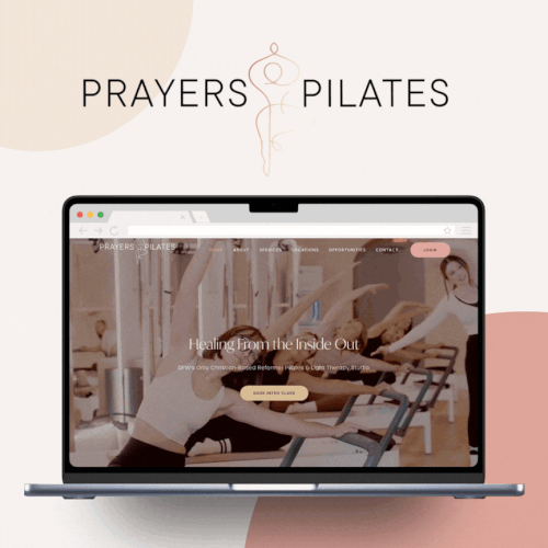 Design with the title 'Prayers & Pilates Website'