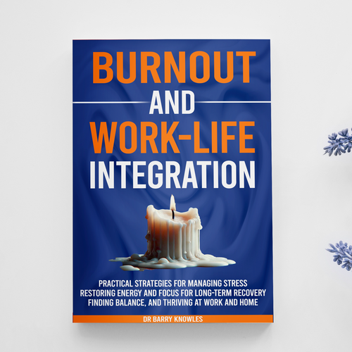 Integration design with the title 'Burnout work life book cover design'