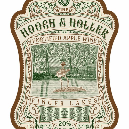 Vintage label with the title 'Fortified Apple Wine label design'