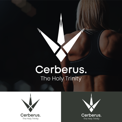 Cerberus design with the title 'Logo concept for physical fitness brand.'