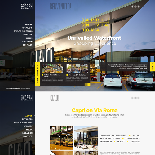 Website with the title 'Capri on via Roma Waterfront Shopping Centre'