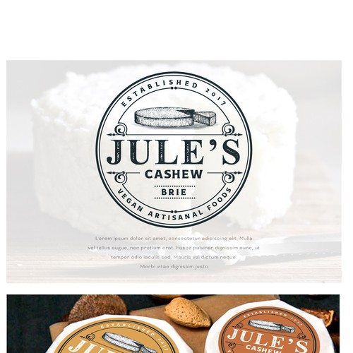 Handmade logo with the title 'Logo Design for Jule's Cashew Brie'