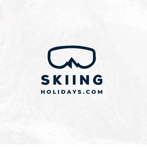 Goggles design with the title 'Minimal yet conceptual design for 'Skiing Holidays''