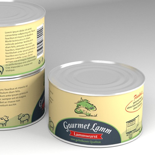 Tin can design with the title 'label design'