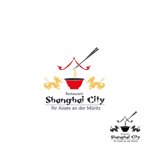 Noodle logo with the title 'Restaurant Shanghai City'