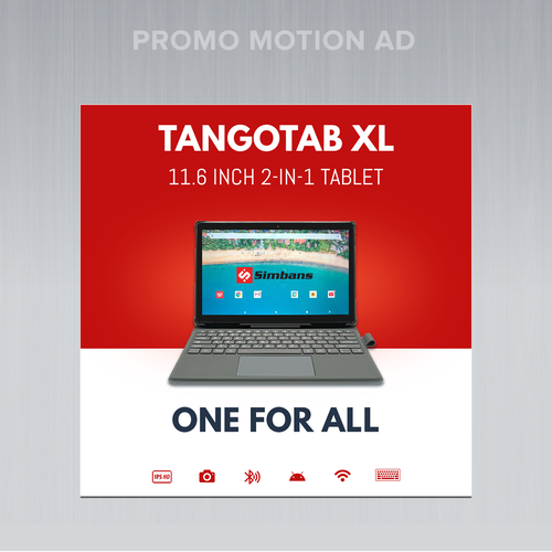 Tablet design with the title 'Facebook Promo Motion Video'