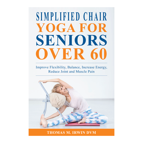 Yoga book cover with the title 'Simplified Chair Yoga for Seniors over 60'