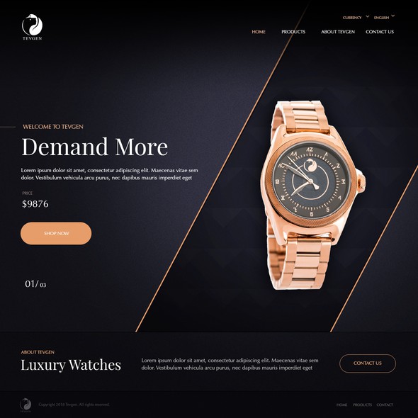 Luxury website with the title 'Website for Watch Brand'