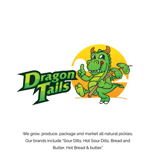 Walk logo with the title 'logo and character design for dragon tails'