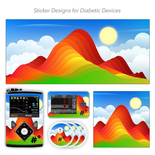 Bright artwork with the title 'Sticker Design'