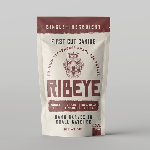 Dog food packaging with the title 'Premium Pet Treat Packaging'