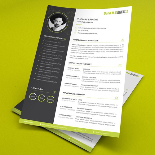 Neat design with the title 'Sharecat Resume Design'