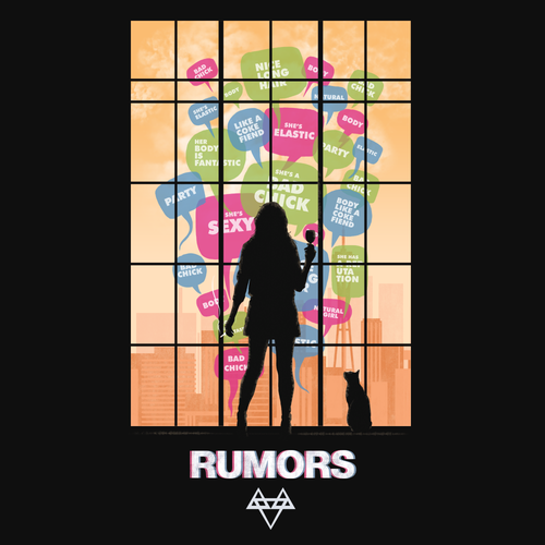 Cat t-shirt with the title 'rumors'