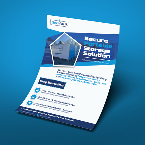Storage design with the title 'Geovault Portable Storage Flyer Design'