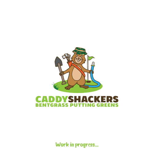 Lawn care logo with the title 'A Gopher character for 'Caddy Shackers''