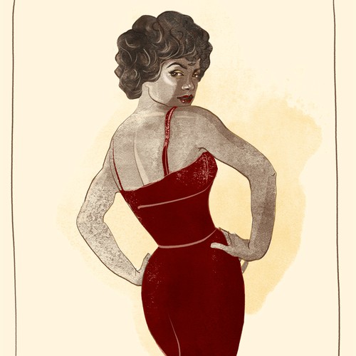 Artist illustration with the title 'Retro/Hollywood Glam Woman Illustration'