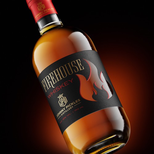 Whiskey label with the title 'Firehouse Whiskey'