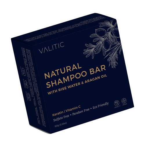 Luxury packaging with the title 'Luxury shampoo bar box'