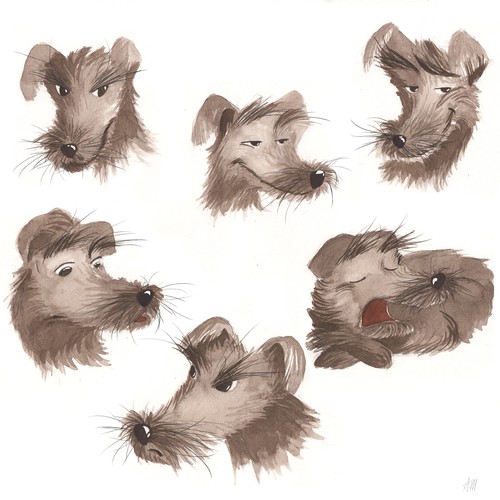 Children's book artwork with the title 'Dog character'