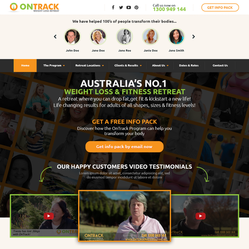 Fitness website with the title 'Fitness & weight loss & health retreat'