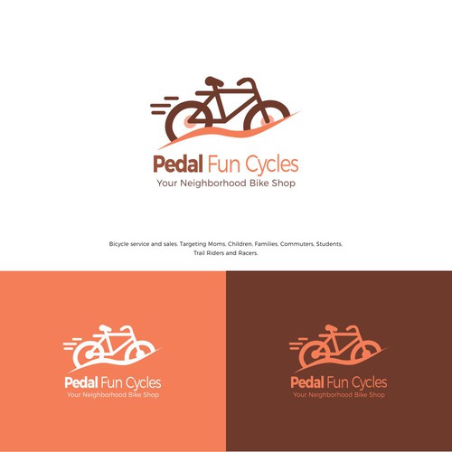 Cycling logo with the title 'Logo concept for Pedal Fun Cycles'