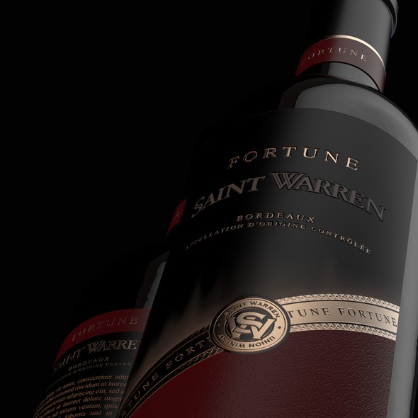 Wine bottle design with the title 'Fortune Wine'