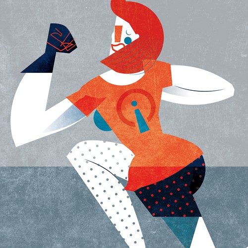 Superhero artwork with the title 'Trendy Characters! Vector Illustrations of Superheroes'