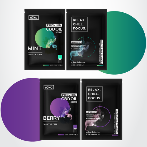 Bold packaging with the title 'Vape Product Packaging for Roka'