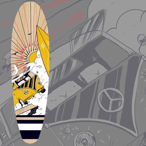 Skateboard design with the title 'Beach Junkies'