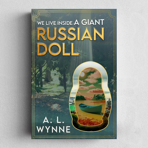 Doll design with the title 'A Giant Russian Doll Book Cover Design'