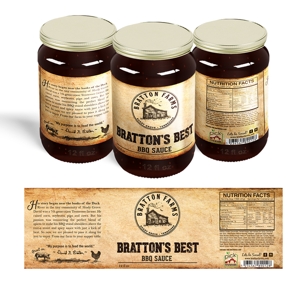 BBQ label with the title 'Bratton's Best BBQ sauce'