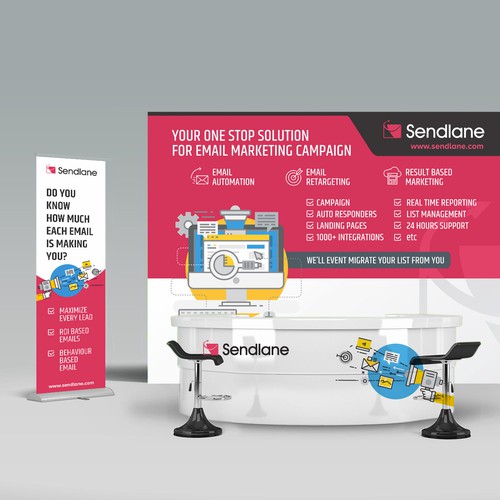 Booth design with the title 'Sendlane Tradeshow Booth'