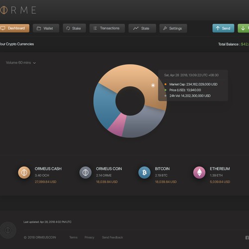Black website with the title 'Ormeuscoin Cryptocurrency Web-App Design'