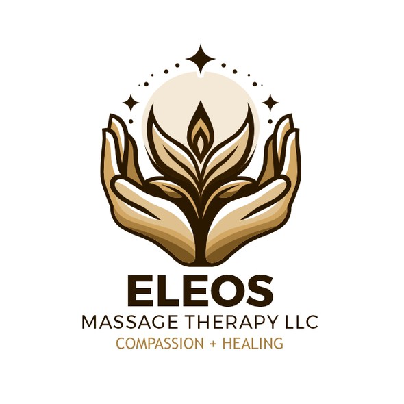 Massage logo with the title 'Eleos Massage therapy'