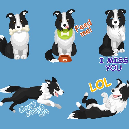 Dog illustration with the title 'Dog Emoji Designs'