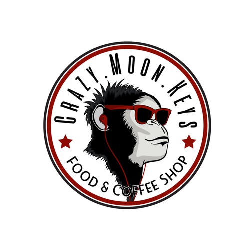 Bald chimp logo with the title 'Logo for food and coffee shop'