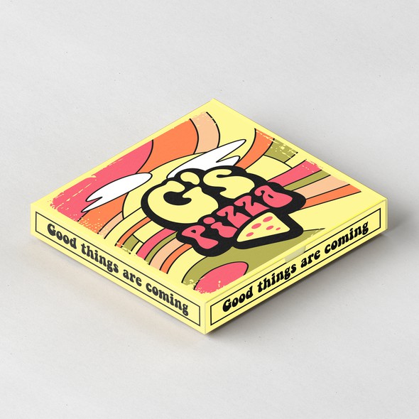 Retro packaging with the title 'G's Pizza box'