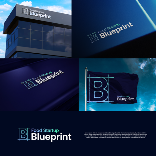 Blueprint design with the title 'Logo for food entreprenuers'