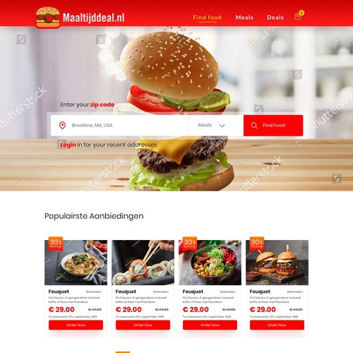 Delivery website with the title 'Food Delivery'