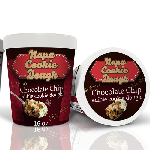 Ice cream label with the title 'Create package labels for gourmet edible cookie dough for Napa Cookie Dough'