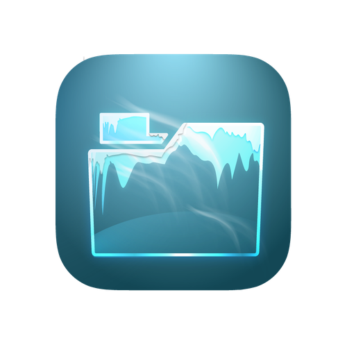 Folder design with the title 'An app icon for a file tool for iOS, Android, MacOS, Windows.'