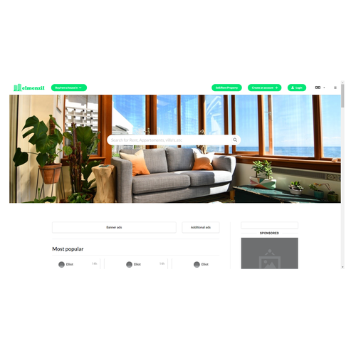 JavaScript design with the title 'Landing page for Real estate agency  '