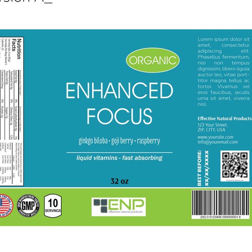 Vitamin label with the title 'Label for Liquid Vitamins'