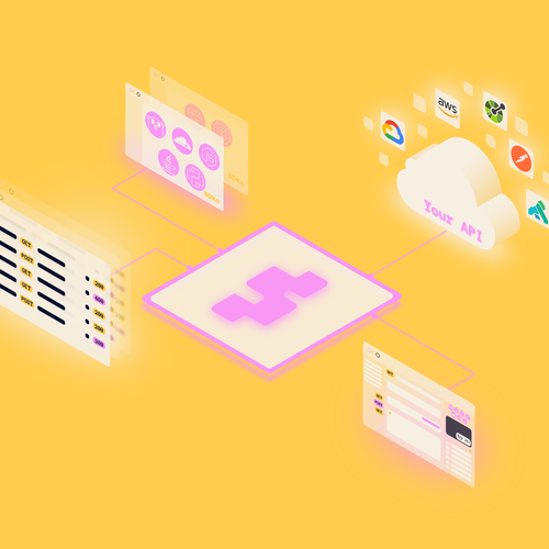 Isometric illustration with the title 'Homepage Illustration'