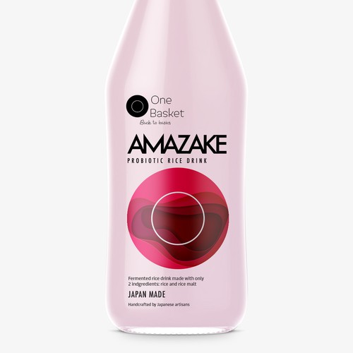 Logo label with the title 'Amazake Probiotic Rice Drink'