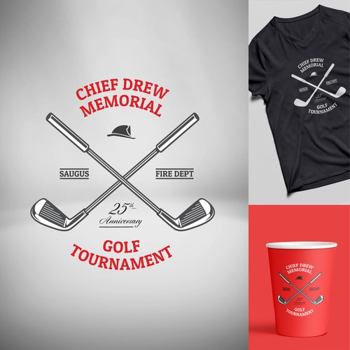 Tournament logo with the title 'Chief Drew Memorial Golf Tournament'