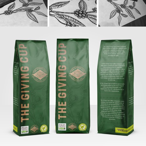 Illustration packaging with the title 'Coffee packaging'