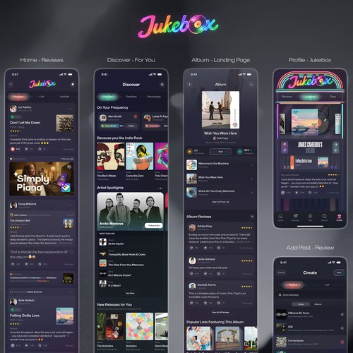 Music design with the title 'Jukebox app'