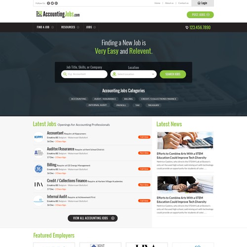 Accounting website with the title 'Accounting Jobs'